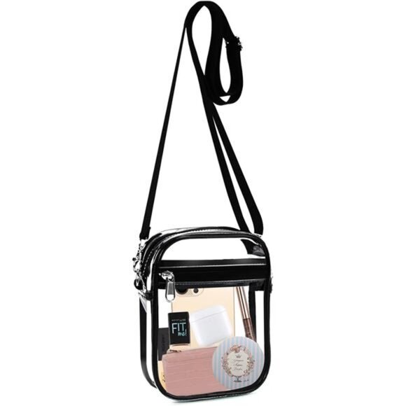 Clear Crossbody Purse Bag,Clear Bag Stadium Approved with Front Pocket - Picture 1 of 7